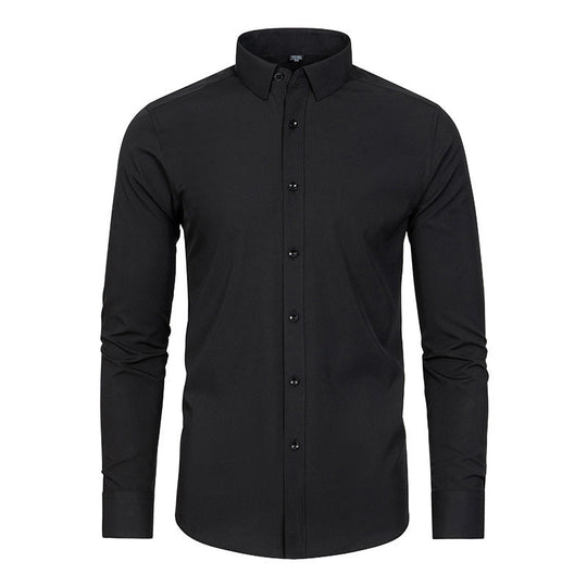 Camicia elastica solida con rughe setose da uomo