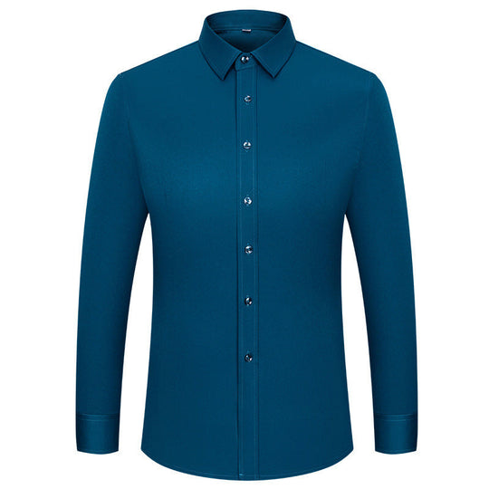 Camicia elastica solida con rughe setose da uomo