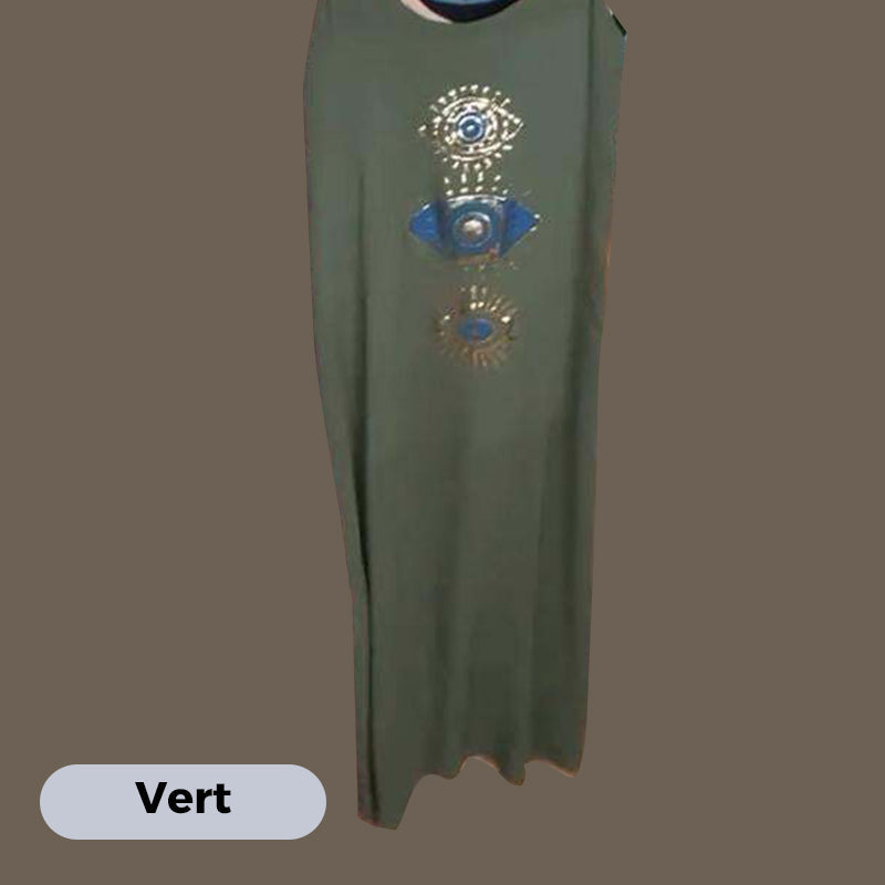 🌸PROMOTION DU DERNIER JOUR - 50 % DE RÉDUCTION🌸Robe longue sans manches pour femme avec imprimé yeux