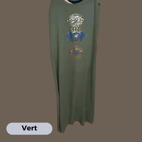 🌸PROMOTION DU DERNIER JOUR - 50 % DE RÉDUCTION🌸Robe longue sans manches pour femme avec imprimé yeux