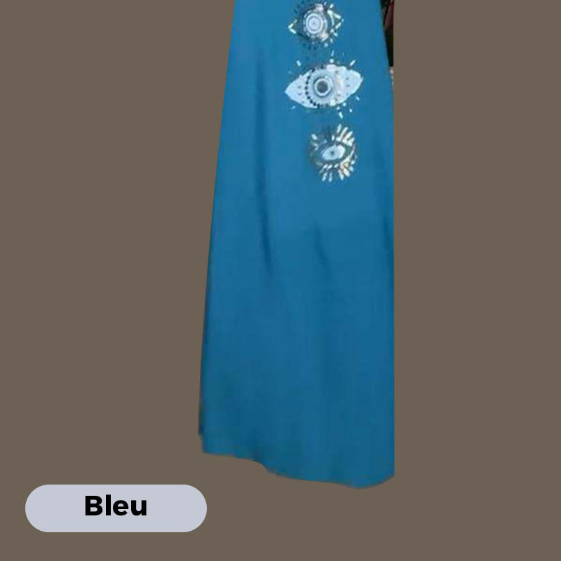 🌸PROMOTION DU DERNIER JOUR - 50 % DE RÉDUCTION🌸Robe longue sans manches pour femme avec imprimé yeux