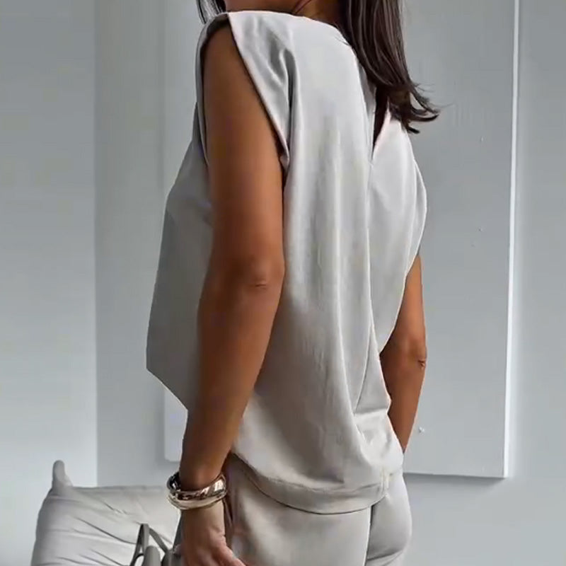 2-teiliger Frauen-T-Shirt & Wide Leg Kleiderhose Set