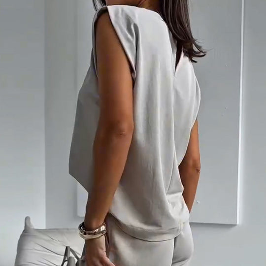2-teiliger Frauen-T-Shirt & Wide Leg Kleiderhose Set