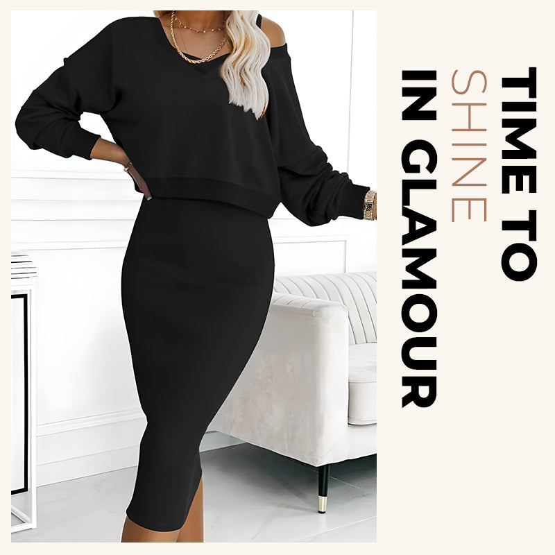 💥Novedades 2025: 50 % de descuento💥Conjunto de dos piezas para mujer: vestido sin mangas y jersey holgado con cuello en V