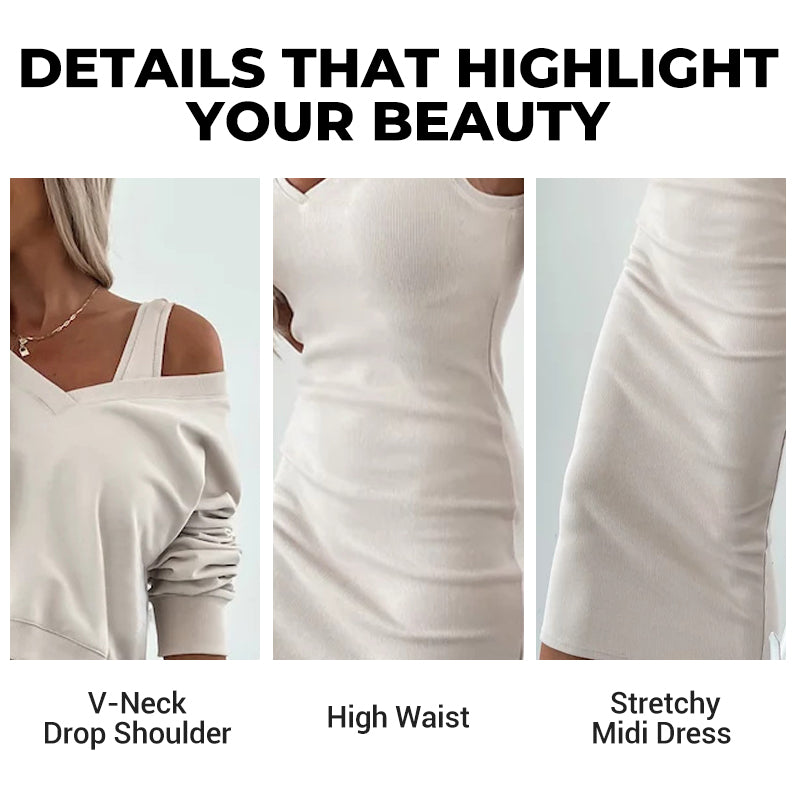💥Novedades 2025: 50 % de descuento💥Conjunto de dos piezas para mujer: vestido sin mangas y jersey holgado con cuello en V