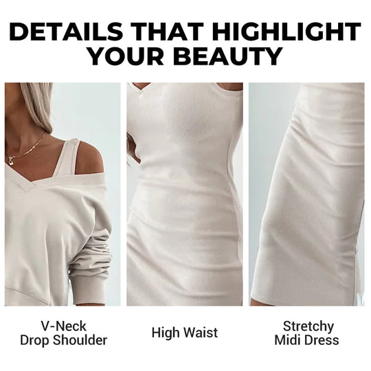 💥Novedades 2025: 50 % de descuento💥Conjunto de dos piezas para mujer: vestido sin mangas y jersey holgado con cuello en V
