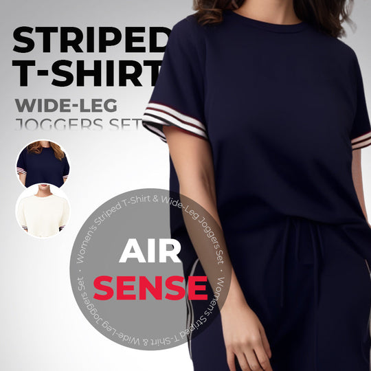 T-shirt a righe da donna e set di jogger a gamba larga