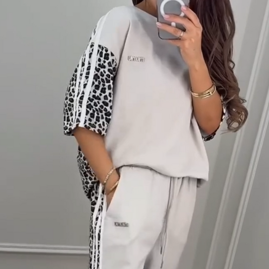 🌺2025 Neuankömmlinge - 50 % Rabatt🌺Sweatshirt mit Leopardenmuster und Patchwork