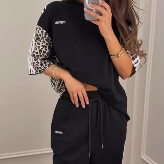 🌺2025 Neuankömmlinge - 50 % Rabatt🌺Sweatshirt mit Leopardenmuster und Patchwork
