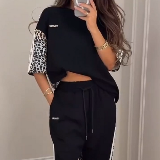 🌺2025 Neuankömmlinge - 50 % Rabatt🌺Sweatshirt mit Leopardenmuster und Patchwork