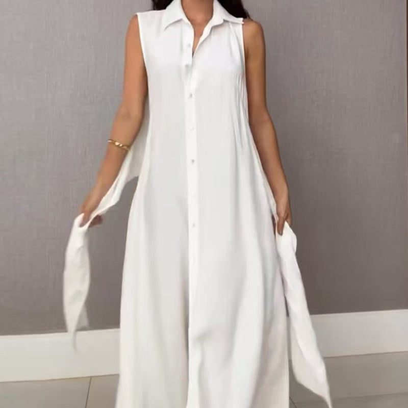 🌸Abiti stagionali - 50% di sconto🌸Abito lungo senza maniche da donna con cintura in vita