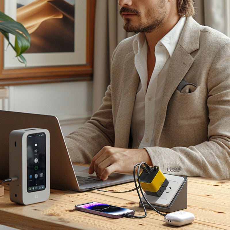 🔥Hot sale 50% RABAT🔌80W hurtigopladende telefonopladerblok med udtrækkeligt 80 cm Type-C-kabel