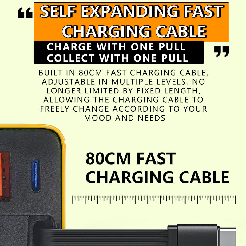 🔥Hot sale 50% KORTING🔌80W snellaadblok voor telefoons met intrekbare 80 cm Type-C-kabel