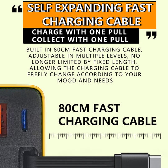 🔥Hot sale 50% KORTING🔌80W snellaadblok voor telefoons met intrekbare 80 cm Type-C-kabel