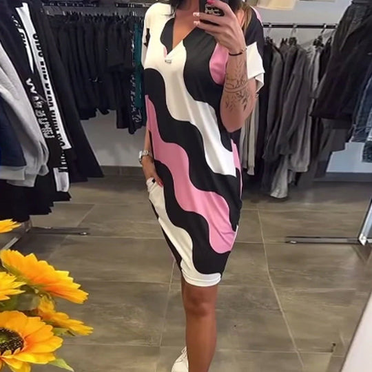 🎉🛍️ Noutăți de vară🥻Rochie de damă cu mânecă scurtă și decolteu în V