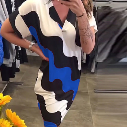 🎉🛍️ Noutăți de vară🥻Rochie de damă cu mânecă scurtă și decolteu în V