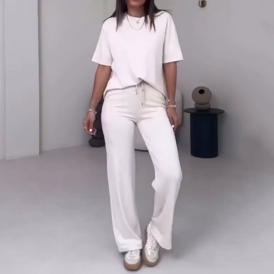 ✨Tendencias actuales ✨Conjunto elegante de dos piezas para mujer: top cómodo y pantalón a juego