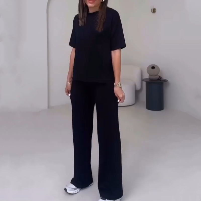✨Tendencias actuales ✨Conjunto elegante de dos piezas para mujer: top cómodo y pantalón a juego
