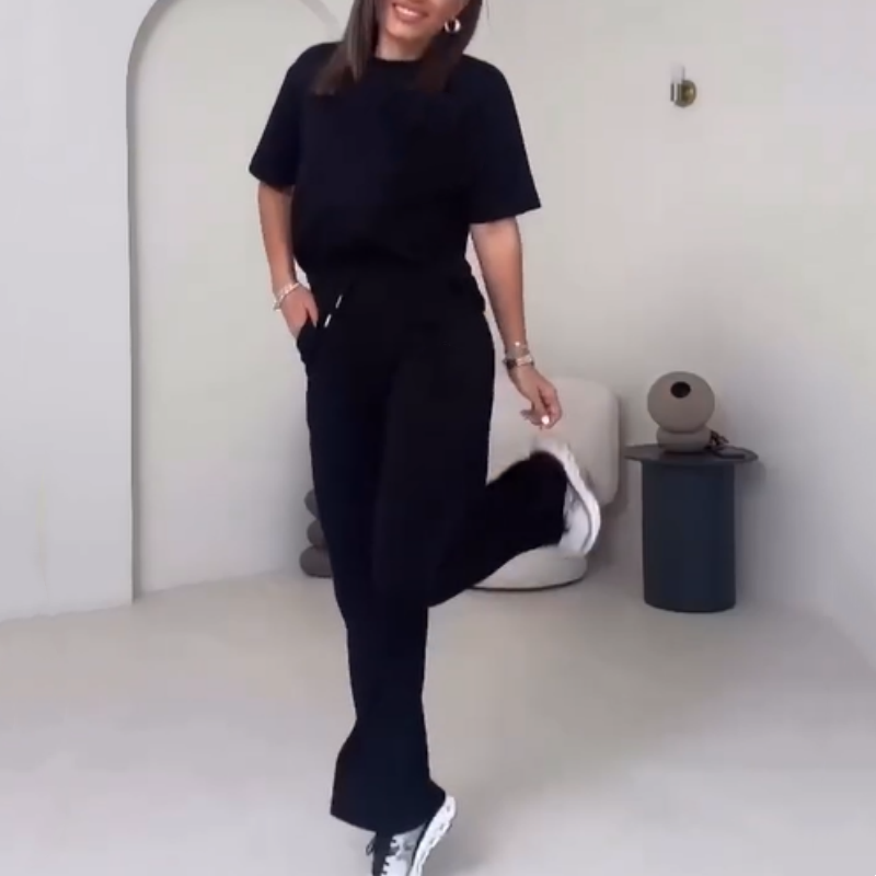 ✨Tendencias actuales ✨Conjunto elegante de dos piezas para mujer: top cómodo y pantalón a juego