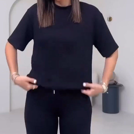 ✨Tendencias actuales ✨Conjunto elegante de dos piezas para mujer: top cómodo y pantalón a juego