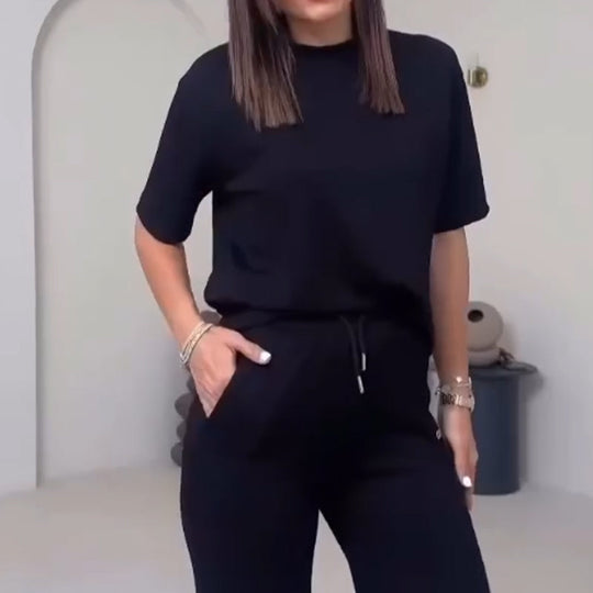 ✨Tendencias actuales ✨Conjunto elegante de dos piezas para mujer: top cómodo y pantalón a juego