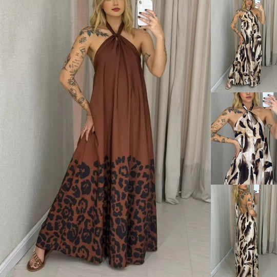 ⏳Time-limited Special⏰Women's Printed Halter Neck Maxi Dress