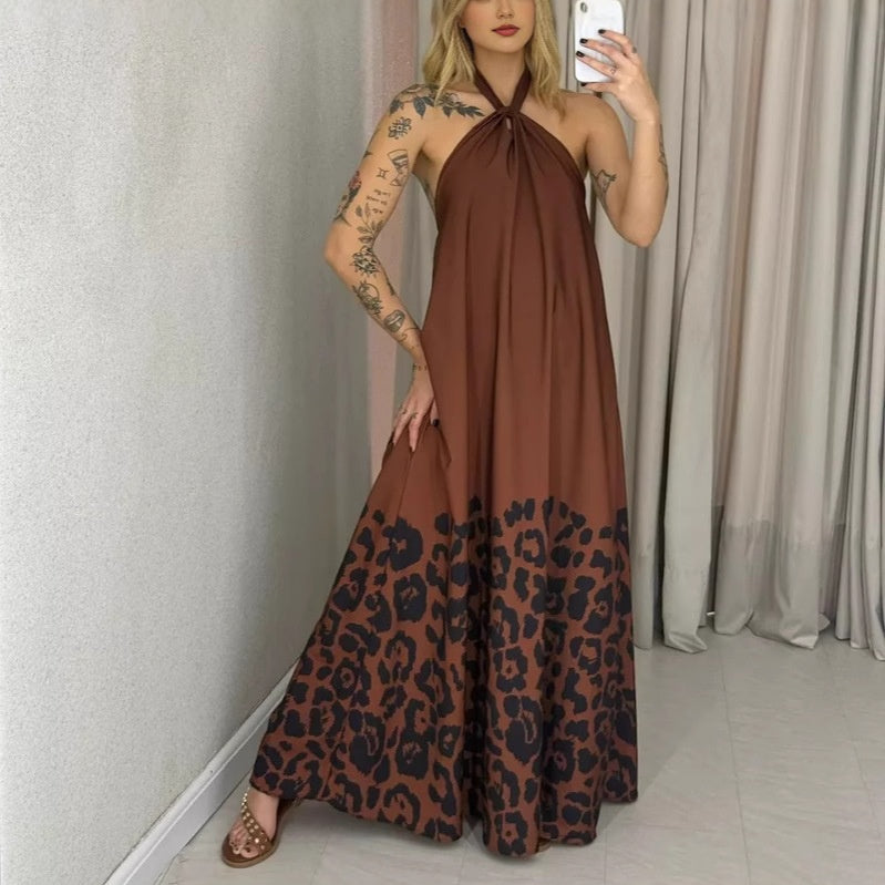 ⏳Time-limited Special⏰Women's Printed Halter Neck Maxi Dress