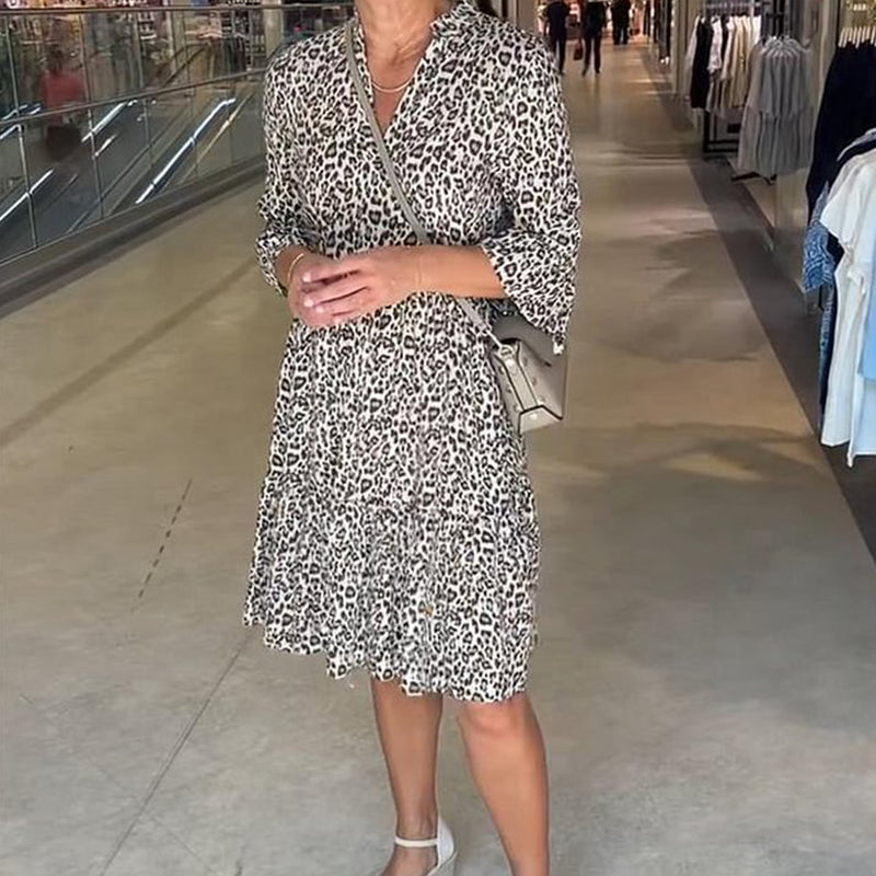 👗Women's Trendy Leopard Print V-Neck Loose Fit Dress