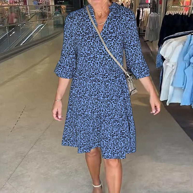 👗Women's Trendy Leopard Print V-Neck Loose Fit Dress
