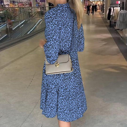 👗Women's Trendy Leopard Print V-Neck Loose Fit Dress