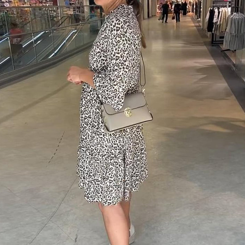 👗Women's Trendy Leopard Print V-Neck Loose Fit Dress