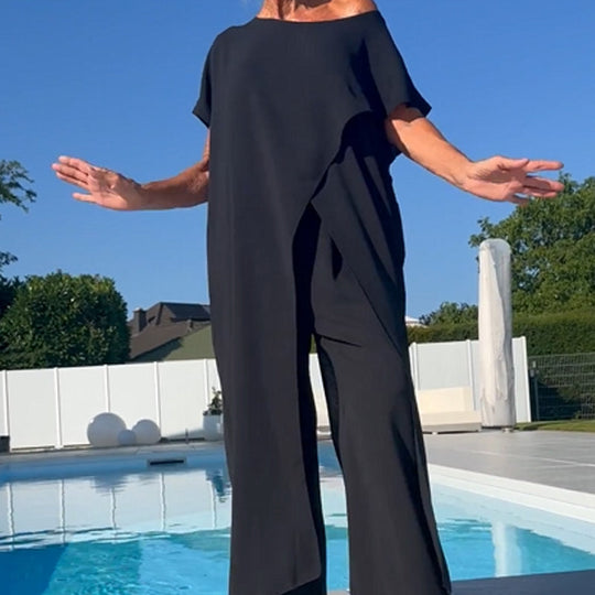 🌸Tijdelijke aanbieding 50% KORTING🌷Set van effen off-shoulder top en broek👗