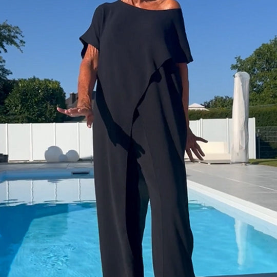 🌸Tijdelijke aanbieding 50% KORTING🌷Set van effen off-shoulder top en broek👗