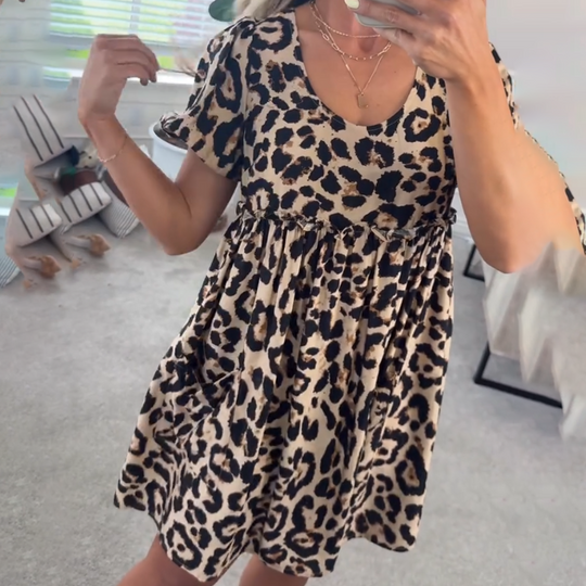 ⏳Časově omezený speciál⏰Dámské ležérní minišaty s leopardím potiskem👗