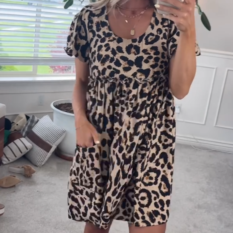⏳Časově omezený speciál⏰Dámské ležérní minišaty s leopardím potiskem👗