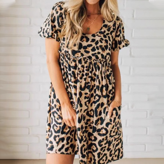 ⏳Časově omezený speciál⏰Dámské ležérní minišaty s leopardím potiskem👗