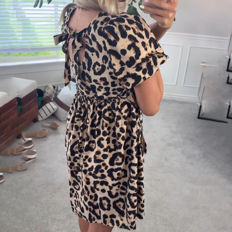 ⏳Časově omezený speciál⏰Dámské ležérní minišaty s leopardím potiskem👗