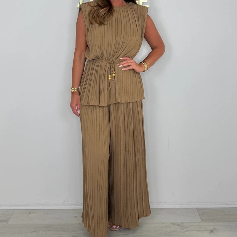 Dames mouwloze riemtop en lange broek set