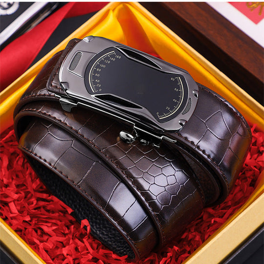 Miesten krokotiilikuvioinen automaattinen solkivyö