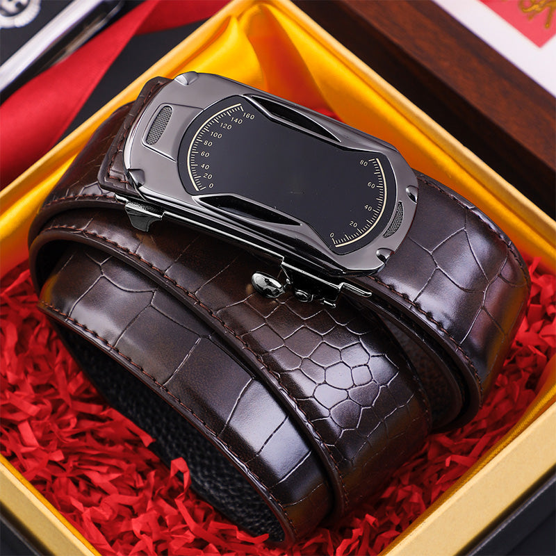 Miesten krokotiilikuvioinen automaattinen solkivyö