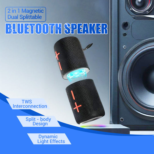 🔈🎶2 i 1 magnetisk dobbelt delbar Bluetooth-højttaler