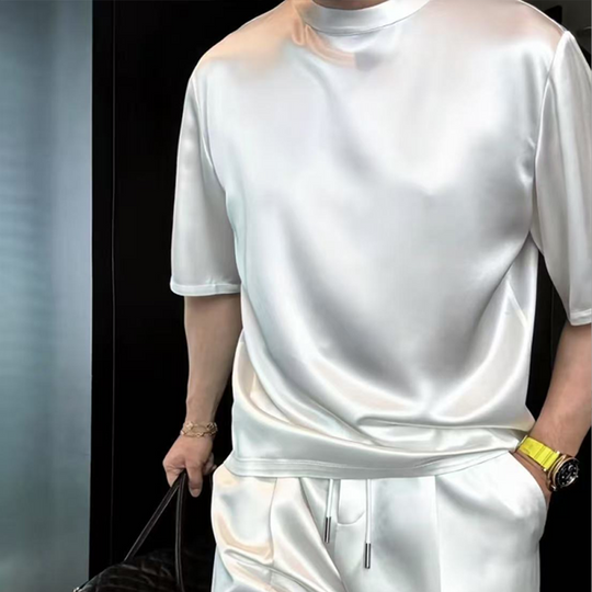 ⏳50% OFF🔥High Quality Men's Mercerized Cotton Casual Solid Color Top and Shorts Two-Piece Set【Loose fit, suitable for all occasions】
