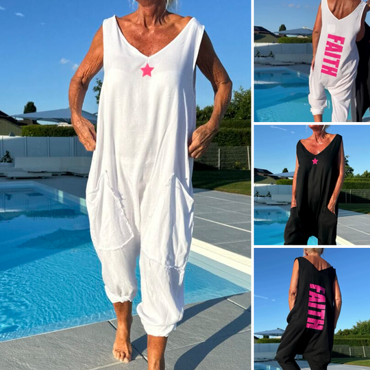 Dames zomer losse v-hals mouwloze jumpsuit