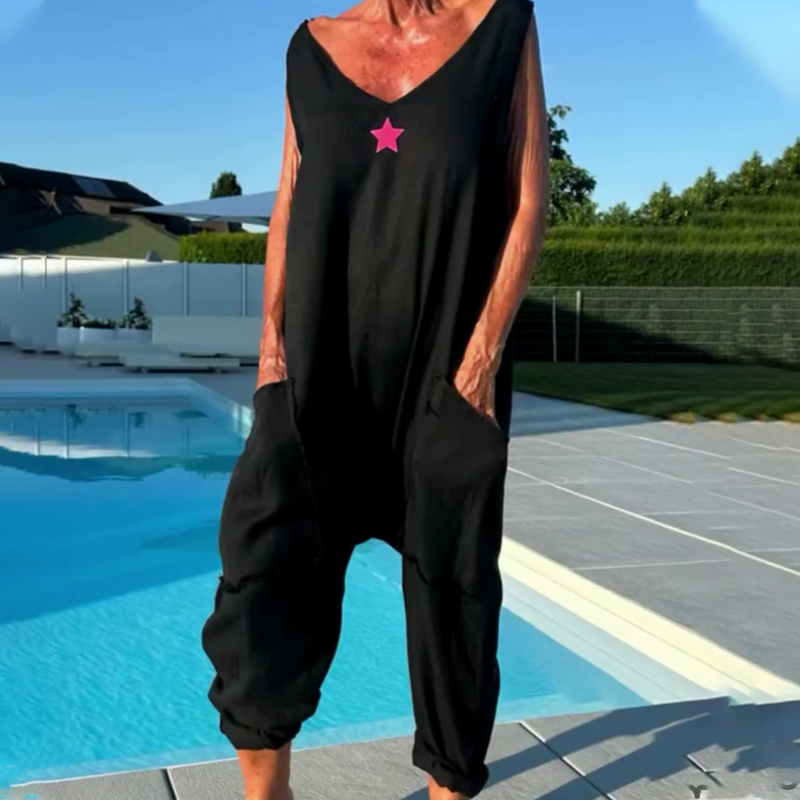 Dames zomer losse v-hals mouwloze jumpsuit