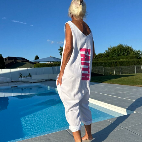 Dames zomer losse v-hals mouwloze jumpsuit