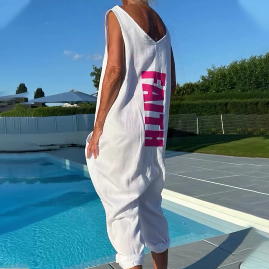 Dames zomer losse v-hals mouwloze jumpsuit
