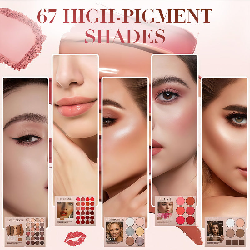 Tavolozza di trucco in stile libro a 5 strati con 67 prove