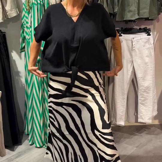 💕What should I wear tomorrow?💕Women's Knot Front Blouse & Midi Skirt Casual Set