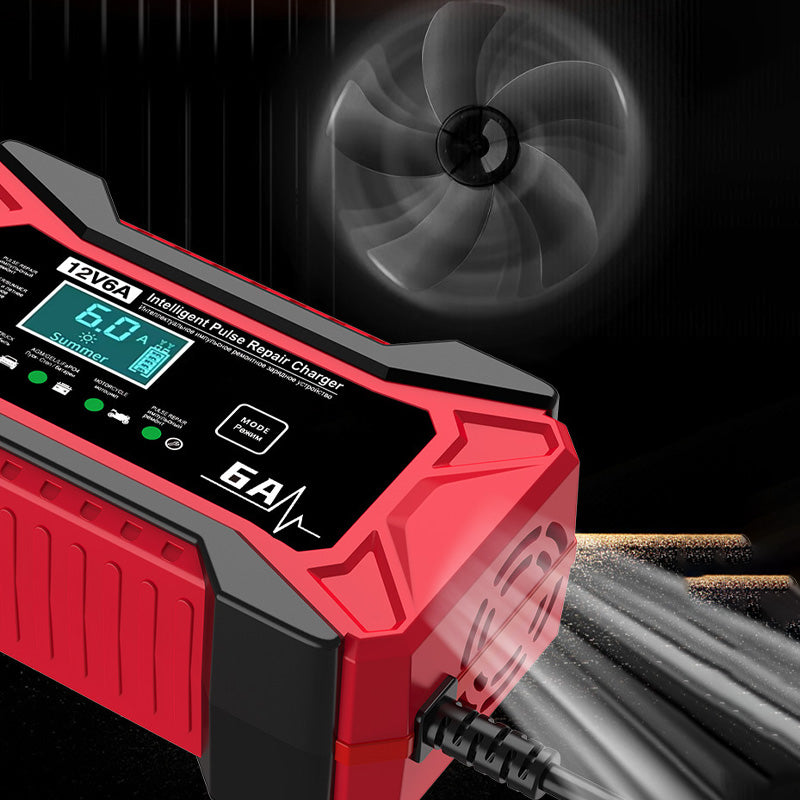🔋⚡ SMART BATTERY CHARGER - Universal for Car & Motorcycle, Auto Voltage Detection, Overcharge Protection, LCD Display & Compact Design 🚗🏍️
