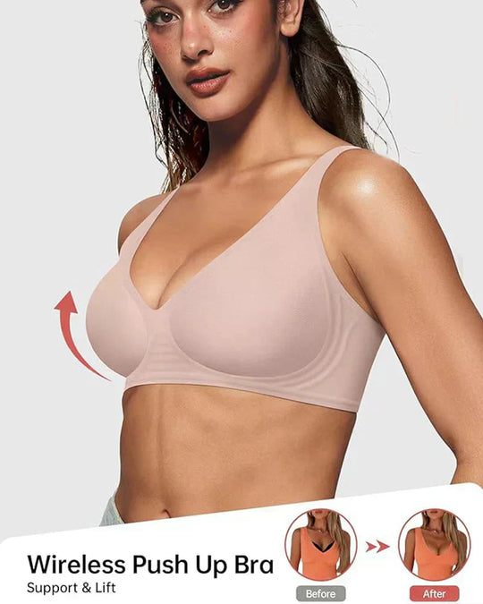 Jelly Wireless Womens Comfortable Wireless Bras Push Up Bralettes Seamless Tshirts Bras Deep V Everyday Bras